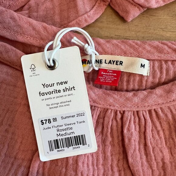 Marine Layer Jude Flutter Sleeve Tank MEDIUM in Rosette Pink - Picture 5 of 7